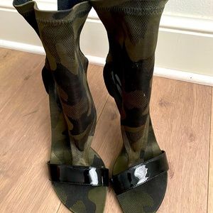 Jeffery Campbell Camouflage boot cutout shoe